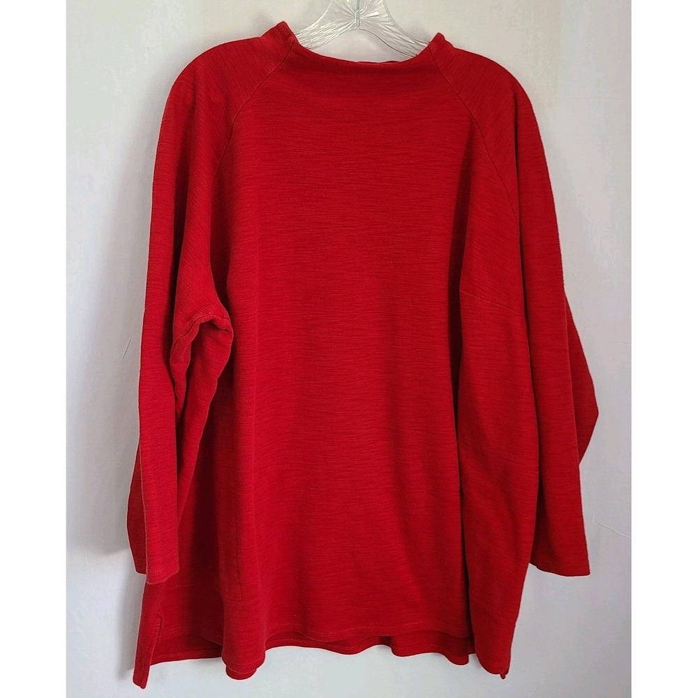 Pure J Jill Womens Cotton Sweater 4X Red Tunic Knit Pockets Mockneck Long Sleeve